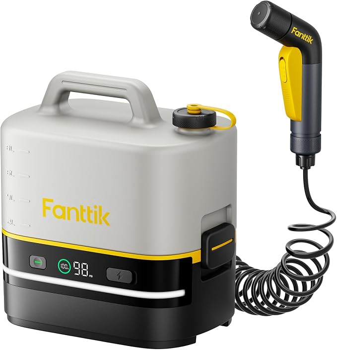 Fanttik NB10 Nano Portable Cordless Electric Sprayer w/2.1Gal Tank, HD LED Display, 4000mAh Lithium Battery & Built-in Camping Light, Light Cleaning Portable Washer for Pets, Filters & Camping