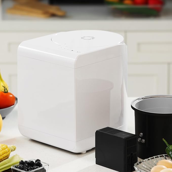 Airthereal R500 Electric Kitchen Composter, 2.5L, Pearl White | 4-hr Cycle, SHARKSDEN Tri-blade, 90% Reduction in Waste Volume