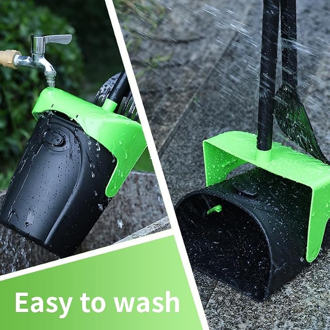 ienjoyed 43" Tall Pooper Scooper Large Swivel Bin & Rake with 100 Waste Bags,Heavy Duty Dog Pooper Scooper for Dogs, Long Handle Poop Scooper with Lid for Yard, Grass, Gravel (Green)