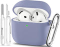 for AirPods 4 Case, TNSNK Silicone AirPod 4 Case Cover Compatible with Apple Airpods 4th Gen, Shockproof Protective Cases for Women Girly with Cleaner Kit and Keychain, Front LED Visible