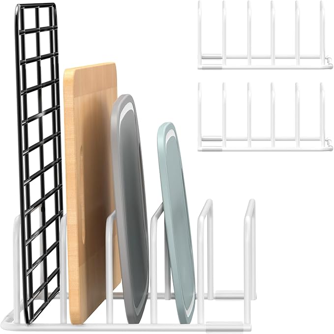 Cutting Board Organizer, 2Pcs Cutting Board Holder Rack Baking Cookie Pan Sheets Cooling Small Racks Storage Stand for Kitchen Cabinet Countertop Bakeware Organizer 7.87 x 7.2 x 3.15 White