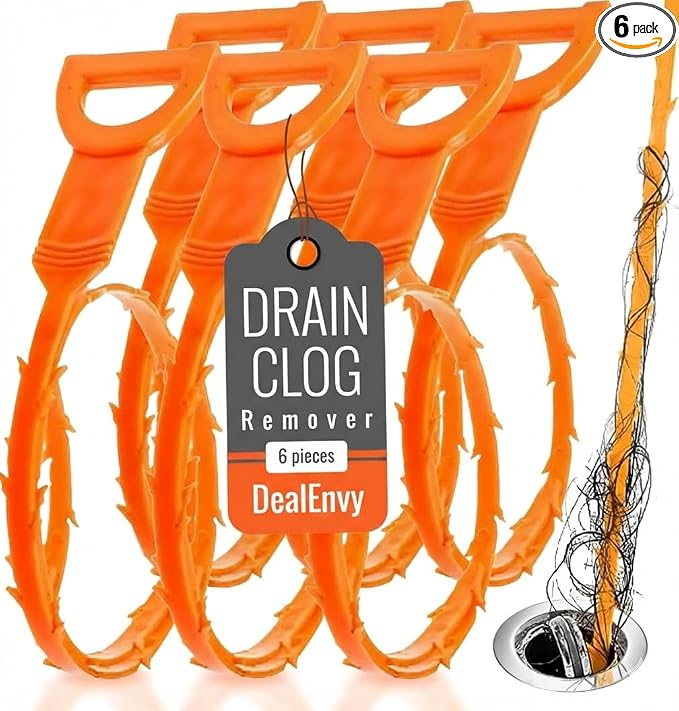 6 Pack Drain Clog Remover Tool, 19.7 Inch Plastic Drain Snake, Shower Snake Hair Removal Tool, Sink Snake Drain Clog Remover, Bathtub Drain Hair Remover, Plumber Snake, Drain Cleaner