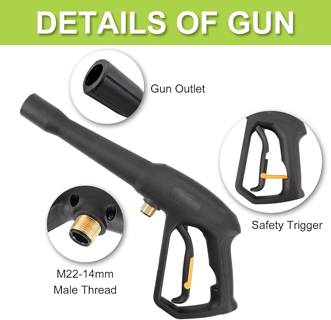 Bear Force Replacement Spray Gun with Extension Wand & M22-15 Connector, Compatible with Some of Ryobi, Greenworks, Craftsman, Kar-cher, Westinghouse, LWQ Electric Pressure Washer Max 1900 PSI