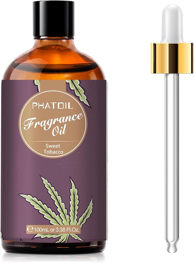 PHATOIL Sweet Tobacco Fragrance Oil for Diffuser Aromatherapy 3.38FL.OZ | Long Lasting Scented Oils For Humidifier, Air Freshener, DIY Soap Candle, Scent Project Making, Aroma Oil for Home Freshening