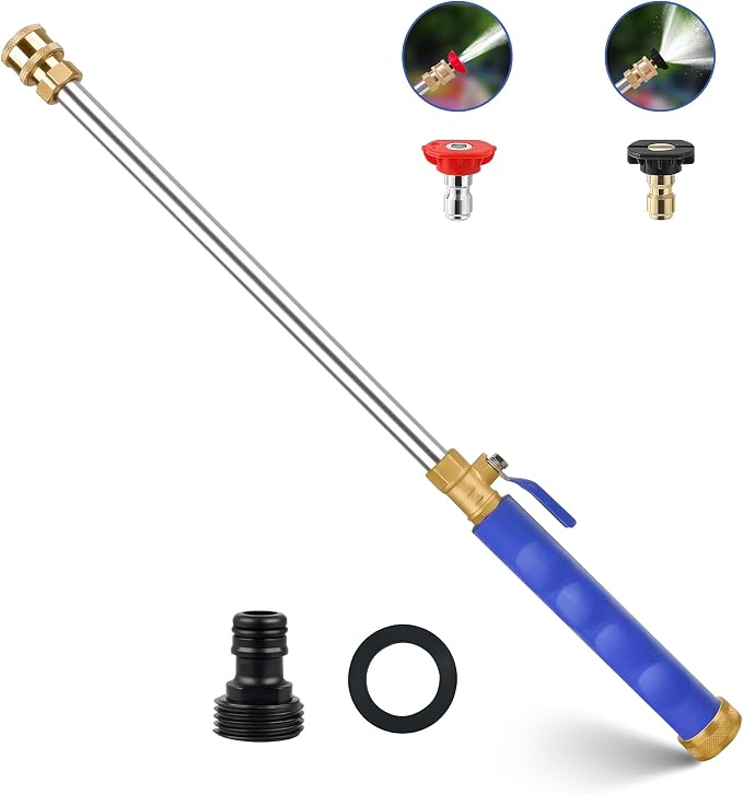 2026 Upgraded Jet Nozzle Power Washer for Garden Hose, 2-In-1 High Pressure Wand with 2 Different Nozzles and Quick Connectors, High Pressure Washer Tools For Patio Car Pet Window Washing (blue)