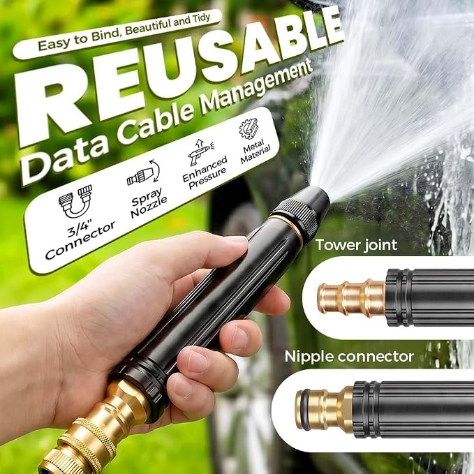High Pressure Power Washer Nozzle with Connector Set,New Direct spray gun,Power Jet Water with Three Spray Modes, Multi Function Watering Sprayer for Cleaning Yard Pets Car (2 PCS)