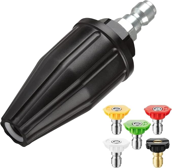 YAMATIC Pressure Washer Turbo Nozzle 5 Spray Nozzles, 3000 PSI 4.0 GPM | 1/4" Quick Connector 360° Rotating Tips, Compatible with Ryobi, Greenworks, Craftsman, Troybilt, Simpson