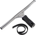Unger Professional Connect and Clean 12” Performance Squeegee for Glass and Window Care with Replacement Rubber, Heavy Duty Cleaning Supplies with Streak-Free Results, Handheld Household Cleaner Tool