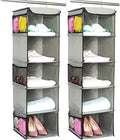BrilliantJo 5 Shelves Hanging Closet Organizer, 2 Pack Hanging Storage with 6 Side Pockets for Clothes Bags, 43"x12"x12"(Gray)