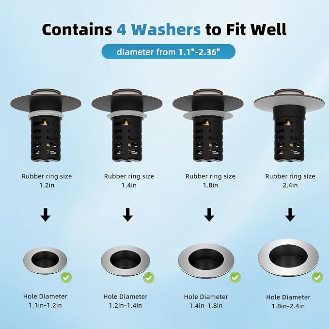 Universal Metal Bathroom Sink Drain Strainer Hair Catcher Upgraded 3 in 1 Pop-up Sink Stopper, with Detachable Stainless Steel Filter Basket, Fit Standard 1.1''~2.36'' Basin Hole, Oil Rubbed Bronze