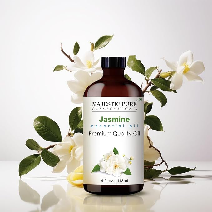 Majestic Pure Essential Oil with Glass Dropper - 100% Pure and Natural - Essential Oils for Diffuser, Aromatherapy, Soap and Candle Making, Jasmine Essential Oil, Jasmine Oil, 4 Fl Oz (Pack of 2)