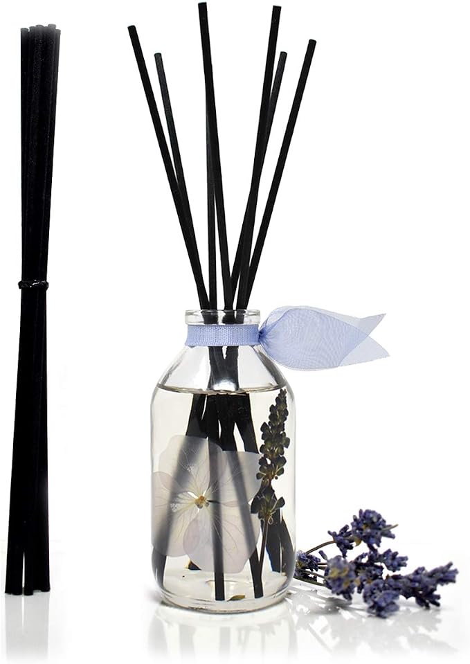 Reed Diffuser Set - Lavender De Provence Scented Diffuser with Sticks | Home Fragrance Reed Diffuser for Bedroom, Bathroom Shelf Décor, with Real Lavender Stem in the Bottle - Made in the USA