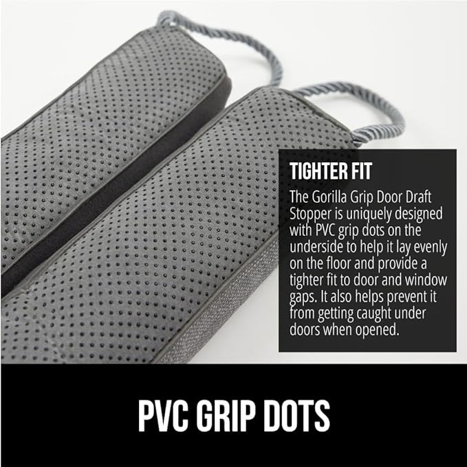 GORILLA GRIP Door Draft Stopper for Bottom of Doors, Weather Stripping Seal Blocks Hot Air, Noise, Bugs, Keeps Cold AC in, Sound Proofing Easy Install Gap Filler, Home Essentials, 34 Inch, Slate Gray