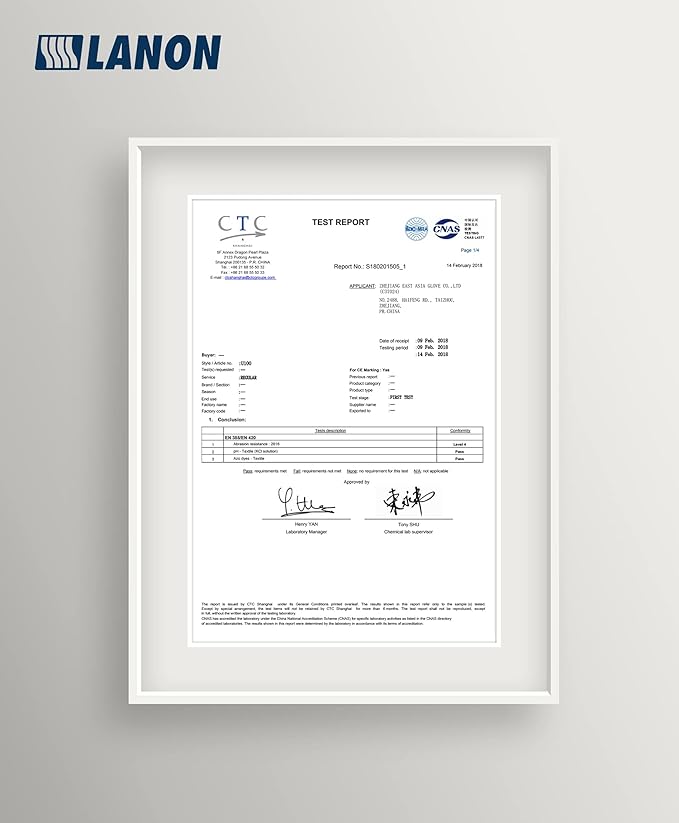 LANON PVC Chemical Gloves, Thick Rubber Work Gloves, Heavy-Duty, EN 374/388, Acid, Alkali and Oil, Non-Slip, XXL