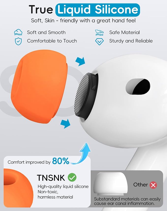 5 Pairs Replacement Ear Tips for AirPods Pro 3(White) | with Noise Reduction Hole,Built-in dust Guard Screen Silicone Ear Tips with Cleaning Pen - 5 Sizes(XXS/XS/S/M/L)