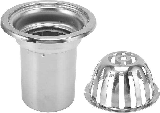 Roof Floor Drain Roof Dome Drain Cover Outdoor Anti Blocking Strainer Floor Line Leak Gutter Cleaning Tool Stainless Steel for Balconies Gardens Basements Restaurants(4in)