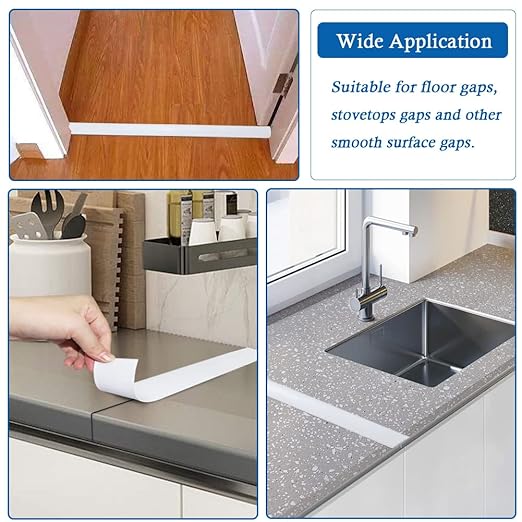 Floor Transition Strip Self Adhesive Floor Cover Strips Laminate 3" Wide Vinyl Flat Divider Transitions (7.5cm, 6.56Ft, White)