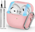 Ljusmicker for AirPods 4 Case 2024 with Cleaner Kit,Soft Silicone Protective Cover for Apple AirPods 4th Generation Cases for Women Men,AirPod 4 Case Accessories with Keychain-Magnetic Pink
