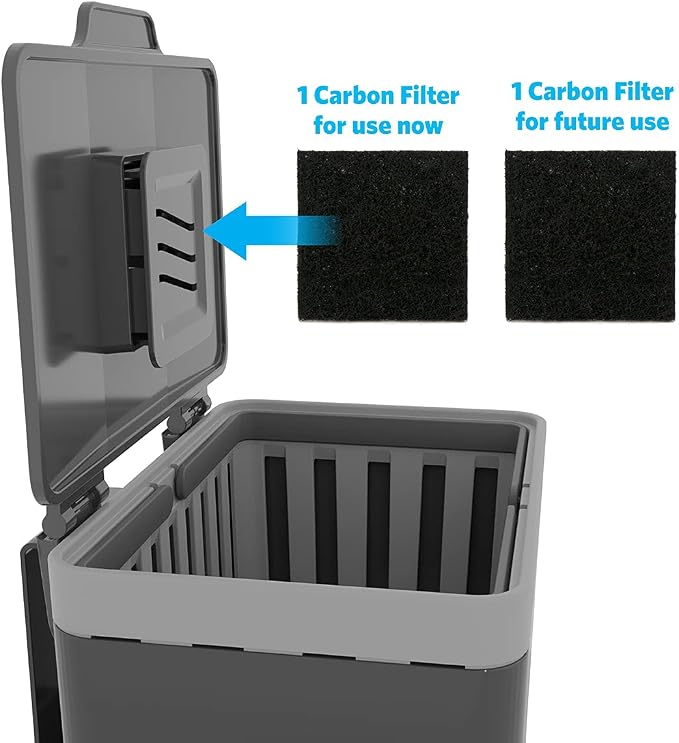 GLAD Compost Bin for Kitchen, 1.5 Gallon | Plastic Container with Removable Inner Basket, Bag Storage Holder, and Carbon Odor Blocking Filters, Gray