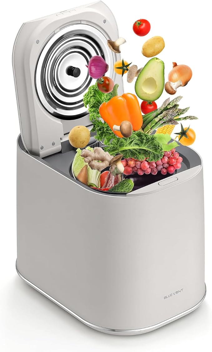 THINKWARE BLUEVENT MUMU Smart AI Electric Food Composter, 4L, Odorless | Quiet 20 dB, Green Mode, kitchen countertop size, turns food waste into compost in 4-8 hours