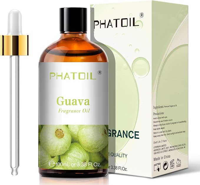 PHATOIL Guava Fragrance Oil for Diffuser Aromatherapy 3.38FL.OZ | Long Lasting Scented Oils For Humidifier, Air Freshener, DIY Soap Candle, Scent Project Making, Aroma Oil for Home Freshening
