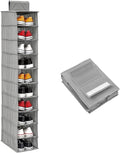 HomeBeyond 10 Shelf Hanging Closet Organizer, Grey Storage Shelves for Clothes, Shoes, and Accessories, Space Saving Closet Storage Solution
