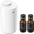 Airversa AN6 Waterless Essential Oil Diffuser Starter Kit, White | 2X20 mL BLG+BCR Hotel Scent Fragrance Oil, Up to 600 sq ft, Battery Operated, Portable for Home Car Office, AN6Kit-2x20-B