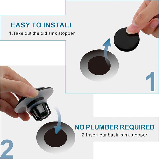 WELSAN Oil Rubbed Bronze Bathroom Sink Drain Stopper 1 1/8"-1 1/2", 2 Pack | Bathroom Sink Stopper Replacement, Universal Pop-Up Drain Stopper Plug Strainer with Hair Catcher, Anti-Clogging Design