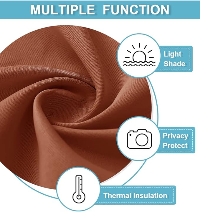 RYB HOME Orange Window Curtains 84 inches Length, Energy Efficient Rod Pocket Drapes Privacy Covers for Sliding Door Home Office, W42 x L84 inch, 2 Panels, Burnt Orange