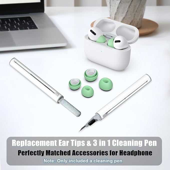 3 Pairs Replacement Ear Tips for AirPods Pro 2nd & 1st(S/M/L, Mint Green) | with Noise Reduction Hole, Silicone Ear Tips with Cleaning Pen & Portable Storage Box, Fit in the Charging Case