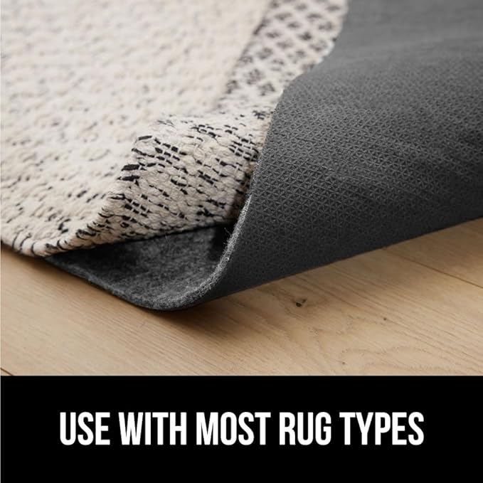 GORILLA GRIP Felt and Natural Rubber Stay in Place Slip Resistant Rug Pad, 1/8in Thick, 3x5 FT Protective Padding Under Area Rugs, Cushioned Gripper Pads, Carpet Runners, Hardwood Floors Protection