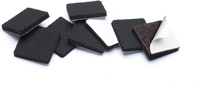 Slipstick GorillaPads CB148 Non Slip Furniture Pads/Rubber Gripper Feet (Set of 8) Self Adhesive Anti-Skid Floor Protectors, 1-1/4 inch Square, Black