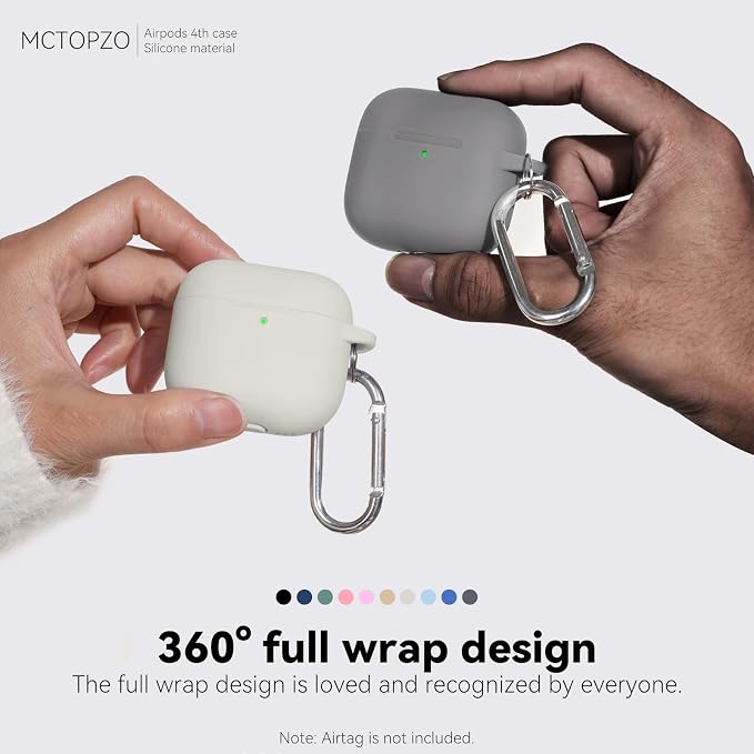 for AirPods 4 Case 2024 with Cleaner Kit & Keychain-Light Grey | Silicone Protective Cover for Apple AirPods 4th Generation Case,for Women Men,One-Piece Design,Shockproof,Dust Proof