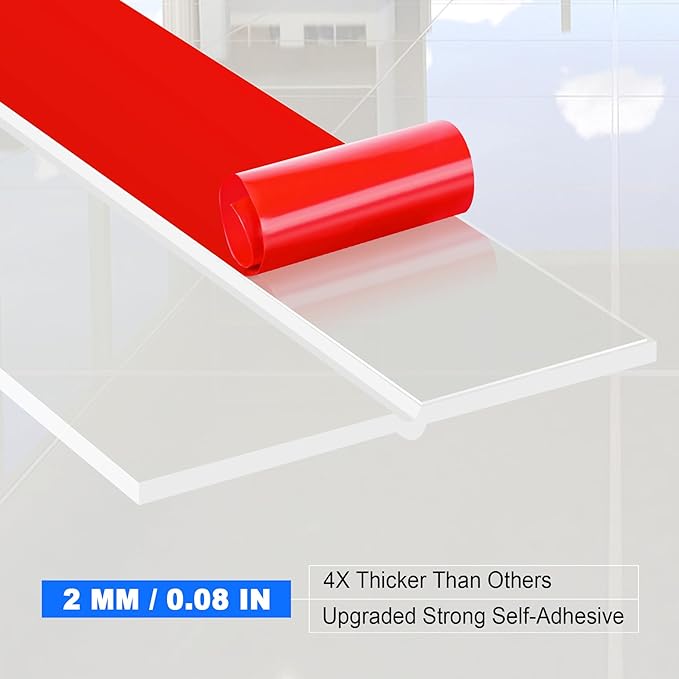 ToLanbbt Weather Stripping Silicone Door Seal Strip 3 in x 20 ft Door Draft Stopper Self Adhesive Door Draft Tape, Side & Bottom Gaps Insulation Strip for Glass Shower Door Sliding Door Window, Clear