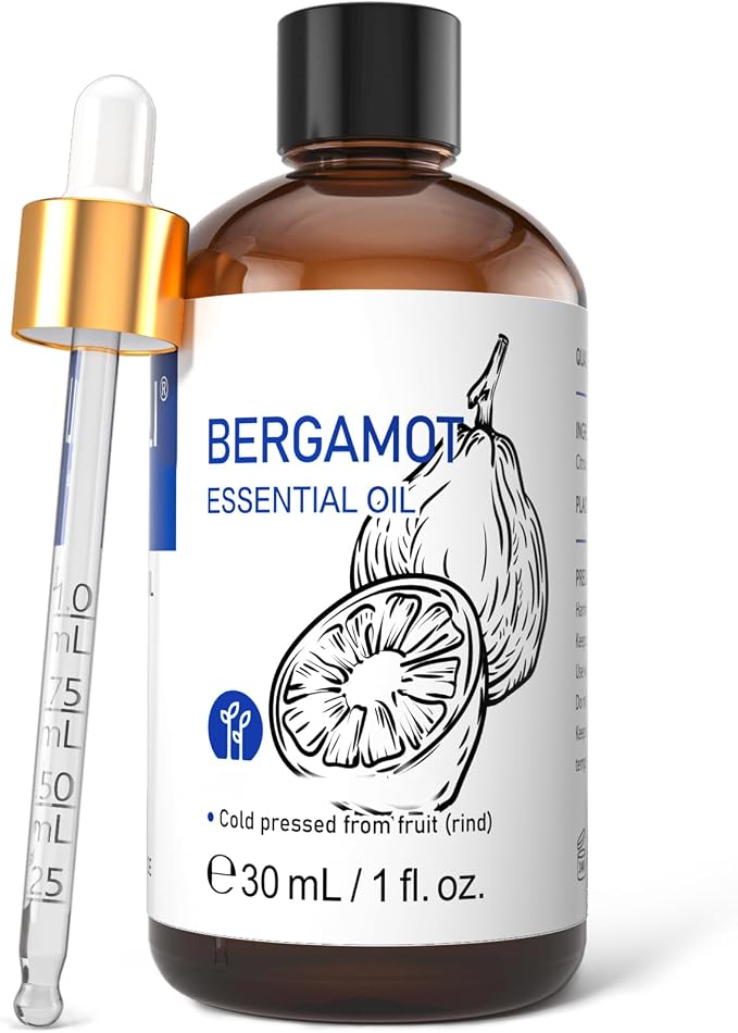 HIQILI Bergamot Essential Oil for Skin, Diffuser & Hair | Creates Soothing and Calming Atmosphere for Home and Office, Calms Your Mind, and Works for Skin, DIY -30mL / 1.01 fl oz