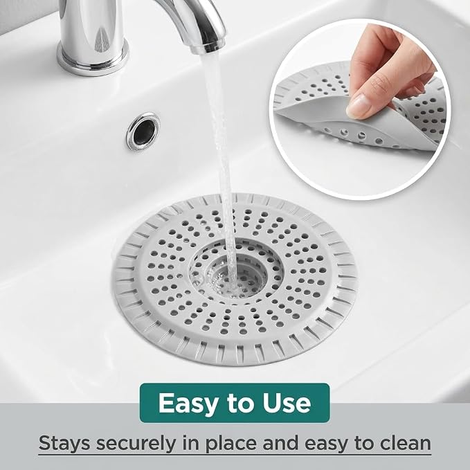 Silicone Shower Drain Hair Catcher,Anti-Clogging Pet Hair & Debris | Hair Stopper Drain Strainer for Bathroom Sink & Bathtub, Cover & Trap for Most Tubs, Stays in Place, Ease of Cleaning,3 Pack