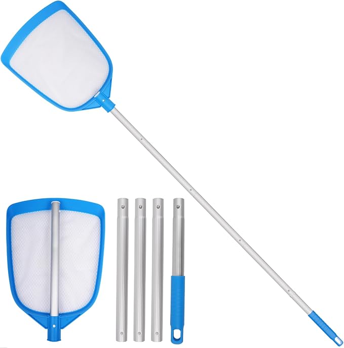 TidyMister Pool Leaf Skimmer Net Ultra Fine Mesh with Aluminum Poles 6Ft Swimming Pool Cleaning Net Leaf Catcher for Above Ground Pools Inground Pools