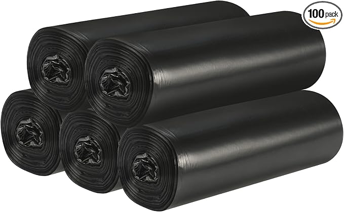 5 Rolls Small Trash Garbage Bags, 4 Gallon 100 Counts (Black) | Strong Thin Material Disposable Kitchen Garbage Bags, Durable Plastic Trash Bags for Office Home Bedroom Garden Waste Bin
