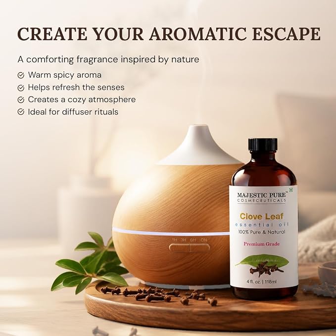 Majestic Pure Clove Essential Oil for Diffuser - 4 Fl Oz | 100% Pure & Natural Essentials Oils for aromatherapy, massage blends and DIY home fragrance projects and room sprays
