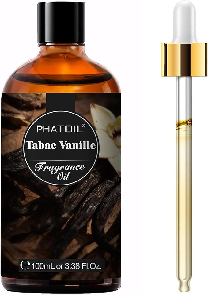 PHATOIL Tabac Vanille Fragrance Oil for Diffuser Aromatherapy 3.38FL.OZ | Long Lasting Scented Oils For Humidifier, Air Freshener, DIY Soap Candle, Scent Project Making, Aroma Oil for Home Freshening