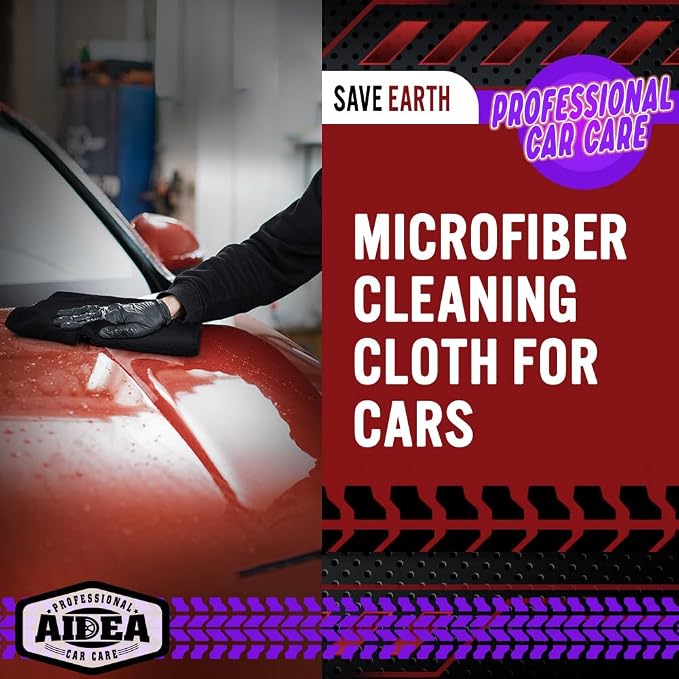 AIDEA Microfiber Cleaning Cloth Black 10PK, Microfiber Towels for Cars, Premium Wash Cloths, Dusting Cloth Lint Free Cleaning Rags for SUVs, House, Kitchen, Window, Cleaning Supplies12×12" (Pack of 2)