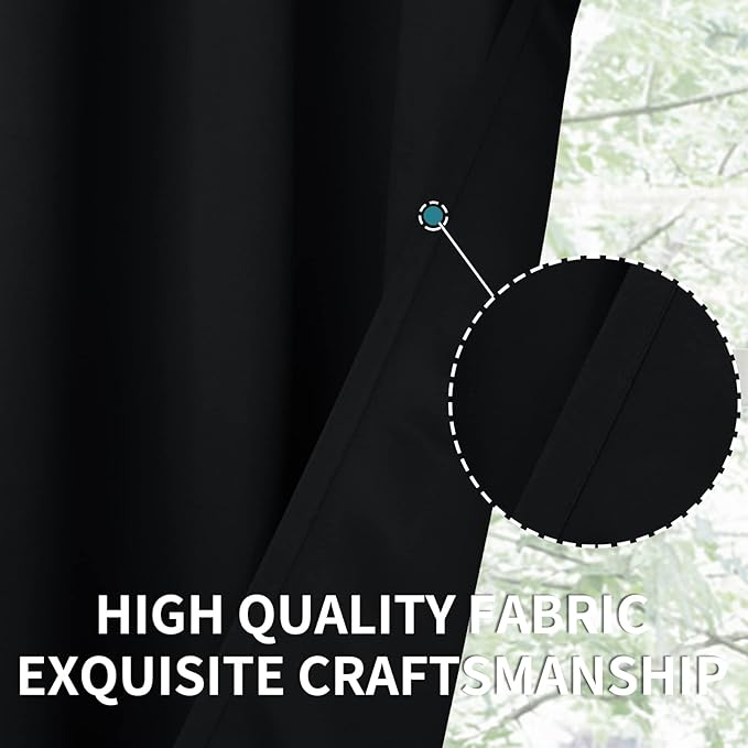 BGment Rod Pocket Blackout Curtains for Bedroom - Thermal Insulated Room Darkening 52 Width 63 Inches Length Window Curtain for Living Room, 52 x 63 Inch, 2 Panels, Black