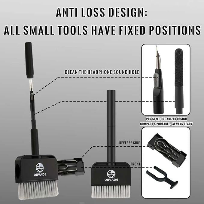Keyboard Cleaner & Laptop Cleaning Kit - 9-in-1 Electronics Cleaning Brush Set with Keycap Puller, Screen Cleaner, Earbud Cleaner Pen for Computer, PC Monitor, MacBook, Phone, Airpods (White)