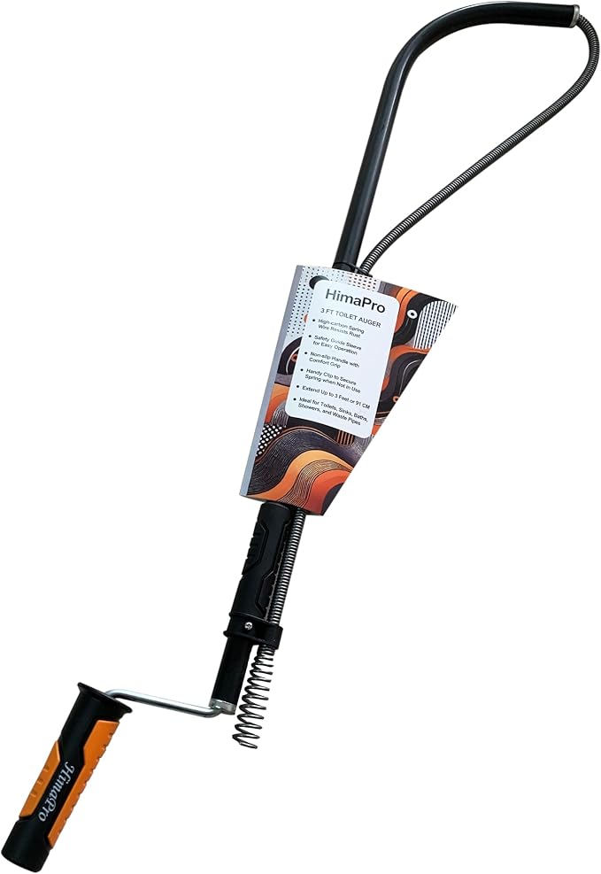 HimaPro Professional Toilet Auger/Closet Auger, 3 Feet Pipe Snake | Rust-Resistant High-Carbon Spring Wire, Scratch-Free Vinyl Sleeve, Ergonomic Non-Slip Handle