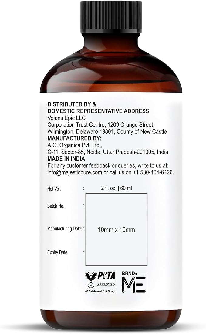 Majestic Pure Vanilla Essential Oil for Diffuser - 2 Fl Oz | 100% Natural Essentials Oils Ideal for Humidifier, Air Freshening, Cleaning Home, Bath, Steam Inhalation and Massage