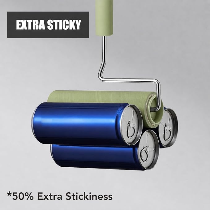 Extra Sticky Large Surface Lint Roller, 6.3''Wide Roller for Pet Hair | Long Handle Lint Remover for Couch, Furniture, Clothes, Dog & Cat Hair Remover (8 Refills(Scented))