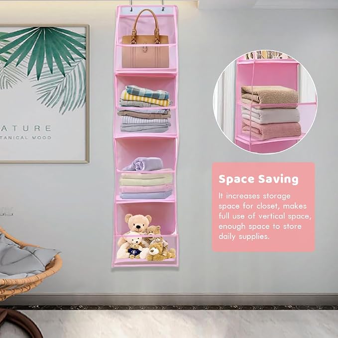 4 Shelf Swing-Proof Behind Door Organizers with Metal Hooks,Closet Hanging Organizer with 4 Large Clear Pocket for Bedroom,Bathroom,Pantry