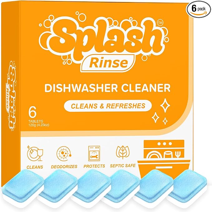 Splash Rinse Dishwasher Cleaner Tablets - Deep Cleaning For All Dishwasher Machine Models