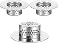 3pcs Bathroom Sink Strainer Fit Hole Size from 1.25" to 1.60" Bathtub Hair Catcher Bathroom Sink Drain Cover Stainless Steel Sinks Strainers Bath Tub Hair Catcher Mesh Sinks Strainer for Kitchen