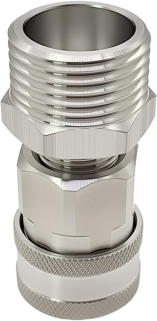 beduan Stainless Steel 3/4 Garden Hose Male Threaded to 3/8 Pressure Washer Adapter Convert Hose to Power Washer Quick Connector Socket Coupler(3/8 QC)